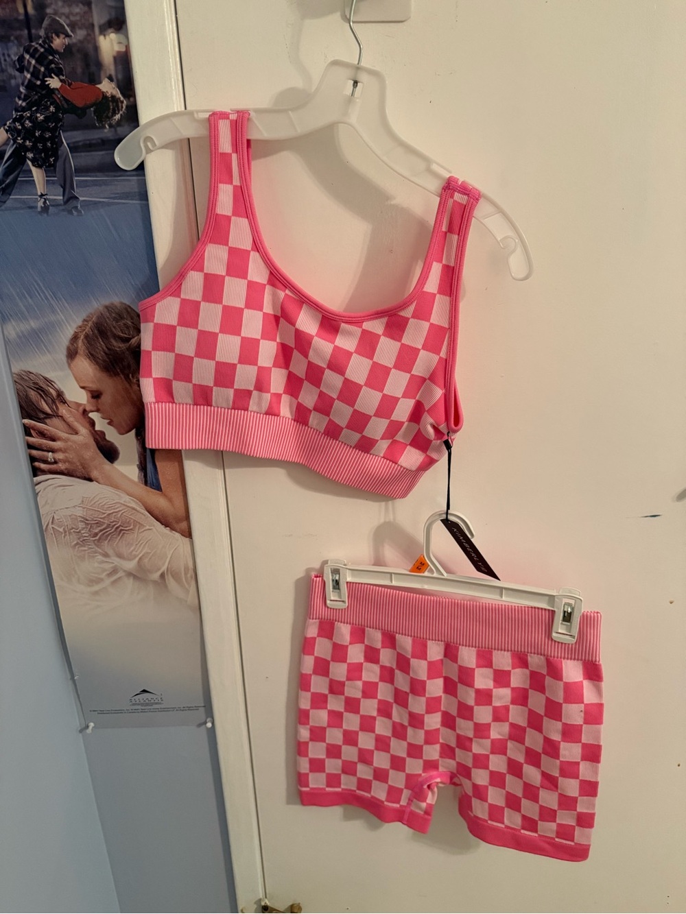 Pink Checker Knit Bralette & Shorts Set - Women Intimates